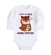 Дитячий бодік Owl be needing more coffee Білий фото