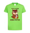 Дитяча футболка Owl be needing more coffee Лаймовий фото