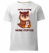 Мужская премиум футболка Owl be needing more coffee Белый фото