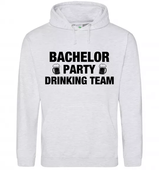 Мужская толстовка (худи) Bachelor party drinking team Серый меланж фото