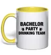 Чашка з кольоровою ручкою Bachelor party drinking team Сонячно жовтий фото
