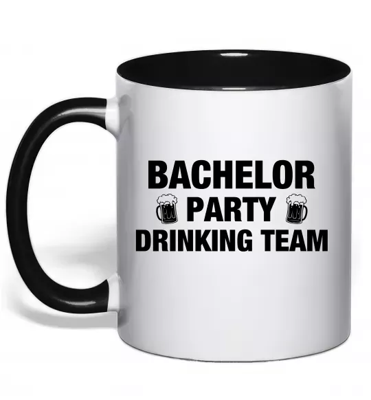Чашка з кольоровою ручкою Bachelor party drinking team Чорний фото