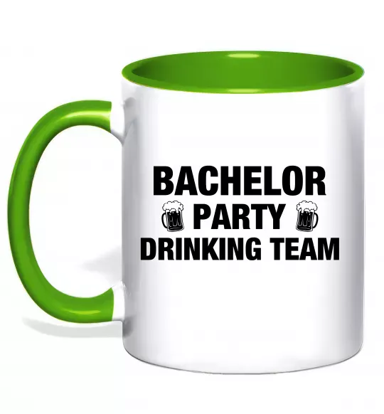 Чашка з кольоровою ручкою Bachelor party drinking team Зелений фото