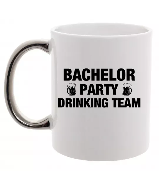 Чашка з кольоровою ручкою Bachelor party drinking team Срібло фото