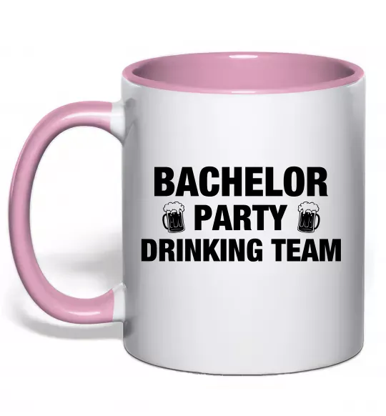 Чашка з кольоровою ручкою Bachelor party drinking team Ніжно рожевий фото