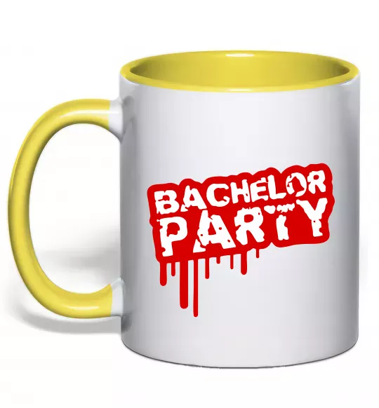 Чашка з кольоровою ручкою Bachelor party Сонячно жовтий фото
