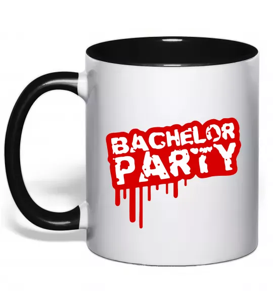 Чашка з кольоровою ручкою Bachelor party Чорний фото