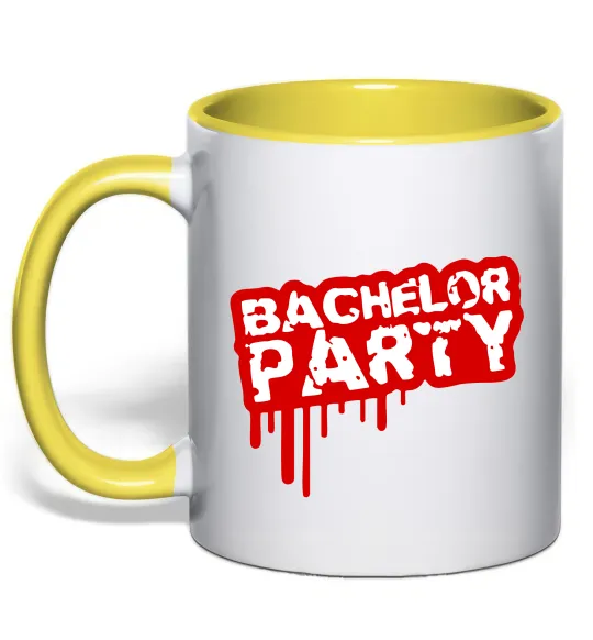 Чашка с цветной ручкой Bachelor party Лимонный фото