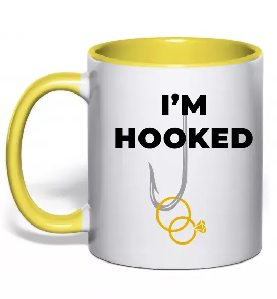 Чашка з кольоровою ручкою I`m hooked Сонячно жовтий фото
