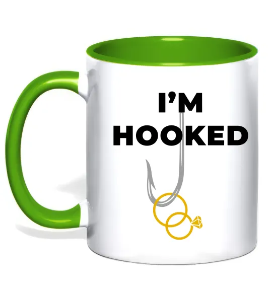 Чашка с цветной ручкой I`m hooked Лаймовый фото