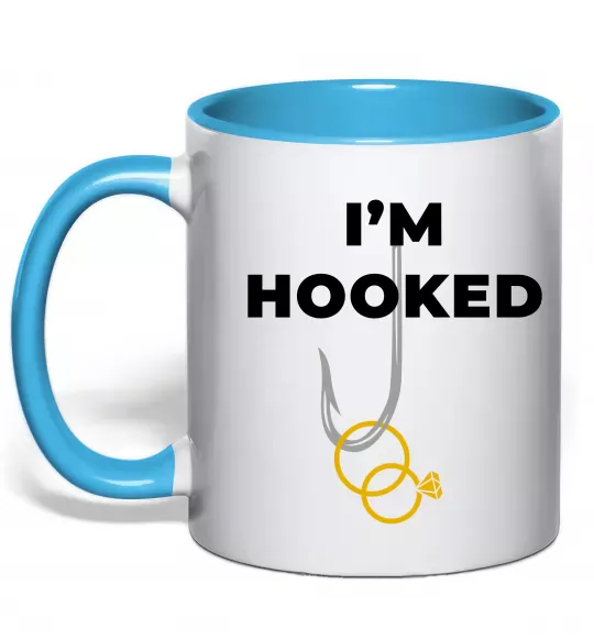 Чашка з кольоровою ручкою I`m hooked Блакитний фото