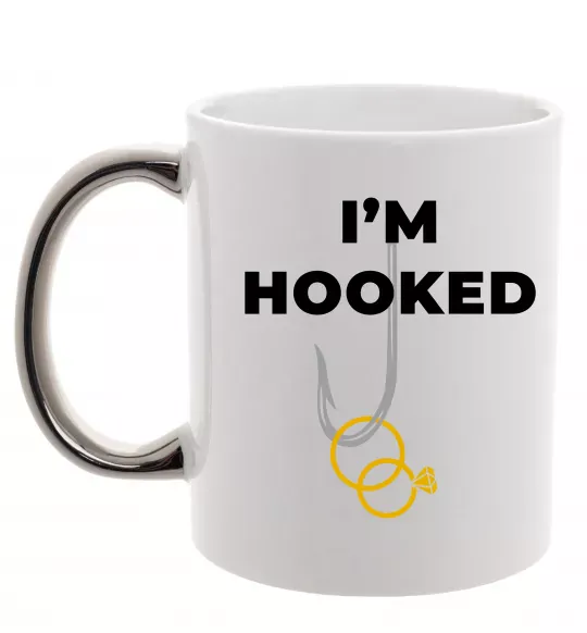 Чашка з кольоровою ручкою I`m hooked Срібло фото