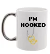 Чашка з кольоровою ручкою I`m hooked Срібло фото