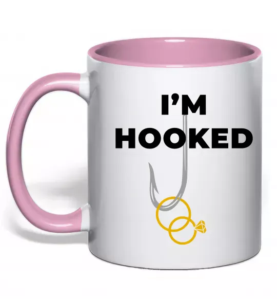 Чашка з кольоровою ручкою I`m hooked Ніжно рожевий фото