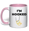 Чашка з кольоровою ручкою I`m hooked Ніжно рожевий фото