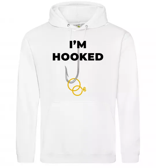 Чоловіча толстовка (худі) I`m hooked Білий фото