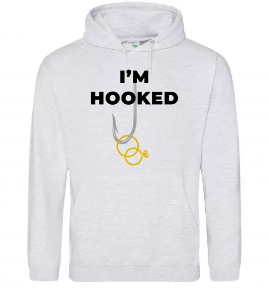 Чоловіча толстовка (худі) I`m hooked Сірий меланж фото