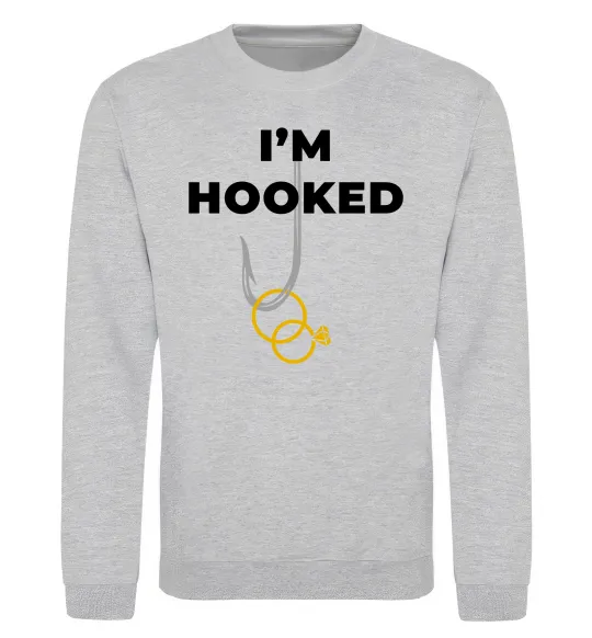 Свитшот I`m hooked Серый меланж фото