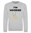 Свитшот I`m hooked Серый меланж фото