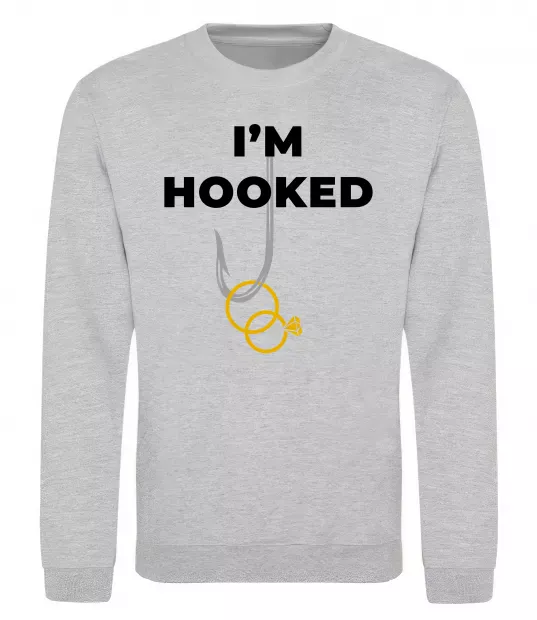 Свитшот I`m hooked Серый меланж фото