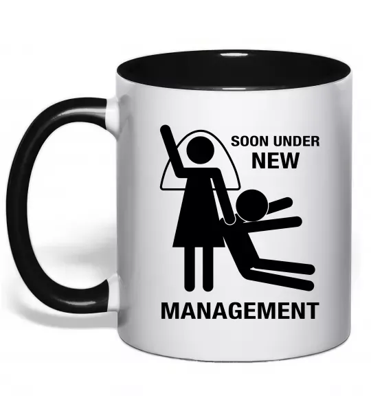 Чашка с цветной ручкой Soon under new management Черный фото