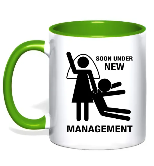 Чашка з кольоровою ручкою Soon under new management Лаймовий фото