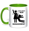 Чашка з кольоровою ручкою Soon under new management Лаймовий фото