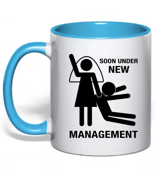 Чашка с цветной ручкой Soon under new management Голубой фото