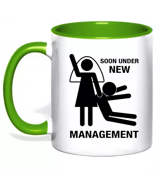 Чашка с цветной ручкой Soon under new management Зеленый фото
