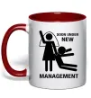 Чашка с цветной ручкой Soon under new management Красный фото