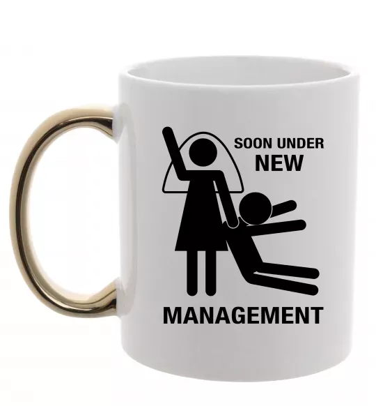 Чашка с цветной ручкой Soon under new management Золото фото