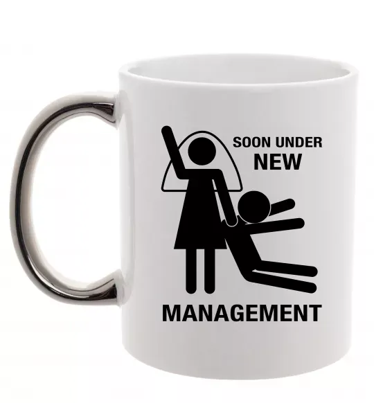 Чашка с цветной ручкой Soon under new management Серебро фото