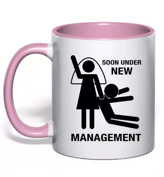 Чашка с цветной ручкой Soon under new management Нежно розовый фото