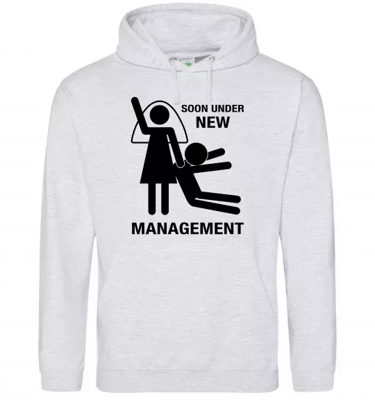 Чоловіча толстовка (худі) Soon under new management Сірий меланж фото