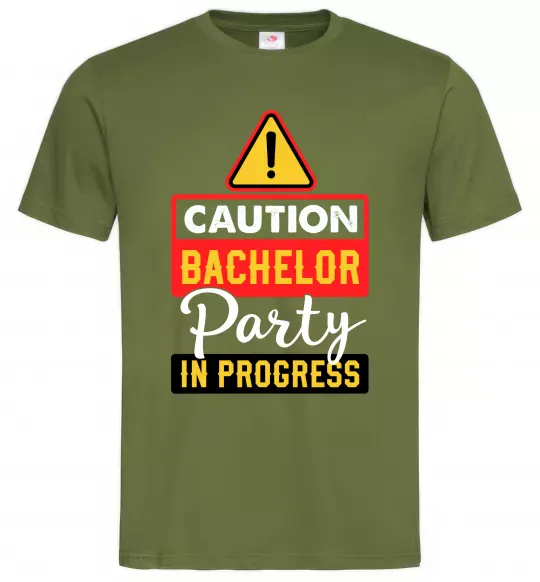 Чоловіча футболка Bachelor party in progress Оливковий фото