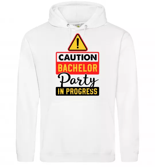 Мужская толстовка (худи) Bachelor party in progress Белый фото
