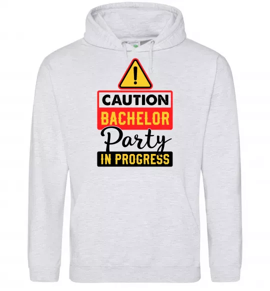 Мужская толстовка (худи) Bachelor party in progress Серый меланж фото