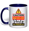 Чашка з кольоровою ручкою Bachelor party in progress Глибокий темно-синій фото