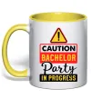 Чашка с цветной ручкой Bachelor party in progress Лимонный фото