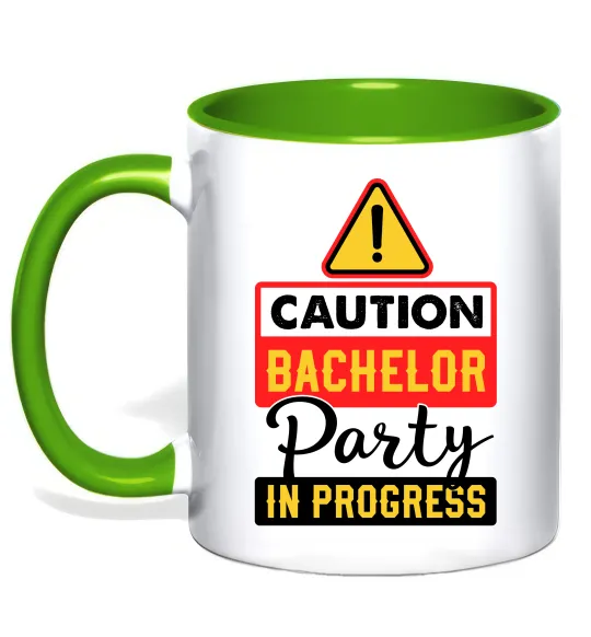 Чашка с цветной ручкой Bachelor party in progress Лаймовый фото