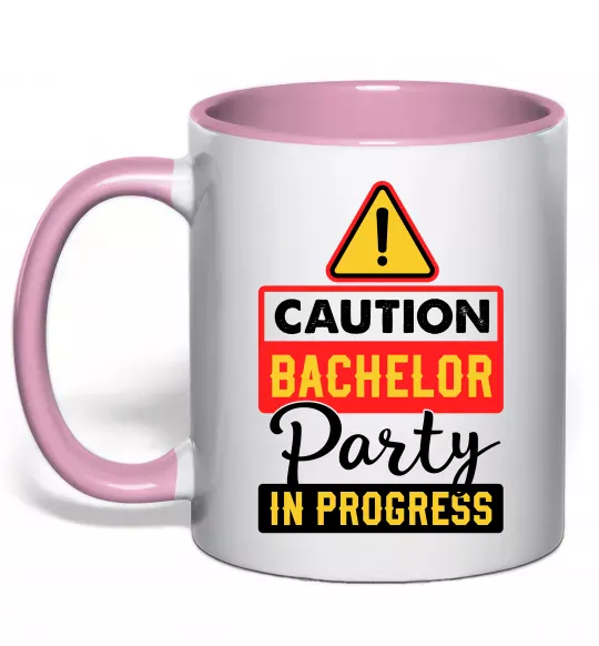 Чашка з кольоровою ручкою Bachelor party in progress Ніжно рожевий фото