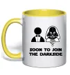 Чашка с цветной ручкой Soon to join the darkside Солнечно желтый фото