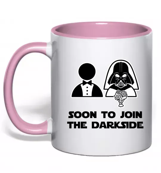 Чашка с цветной ручкой Soon to join the darkside Нежно розовый фото