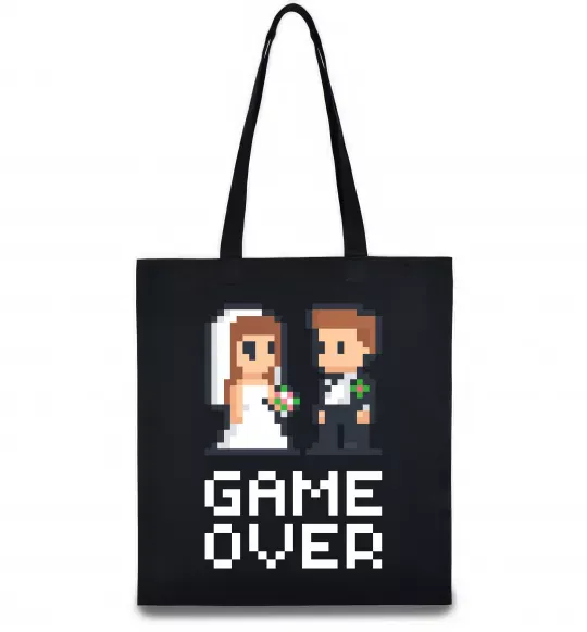 Эко-сумка Wedding pixel game over Черный фото