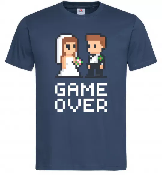 Чоловіча футболка Wedding pixel game over Темно-синій фото