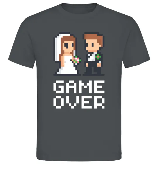Чоловіча футболка Wedding pixel game over Графіт фото