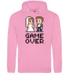 Мужская толстовка (худи) Wedding pixel game over Розовый фото