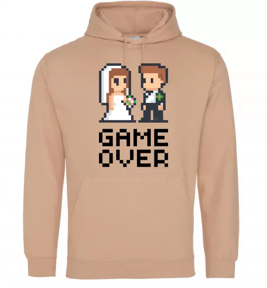 Мужская толстовка (худи) Wedding pixel game over Песочный фото