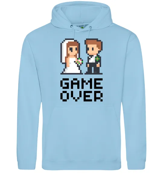 Мужская толстовка (худи) Wedding pixel game over Голубой фото