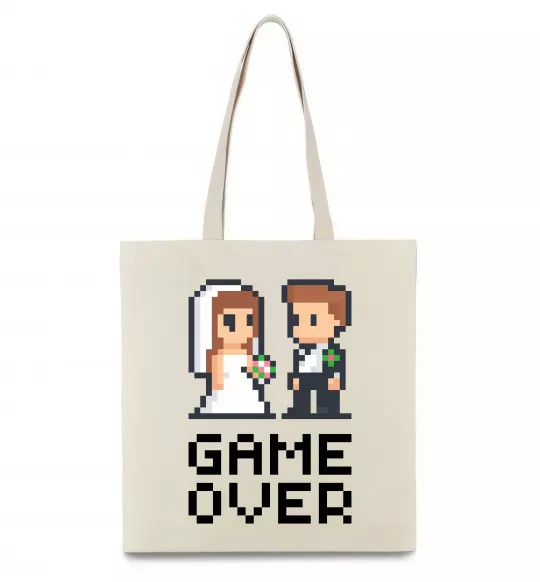 Эко-сумка Wedding pixel game over Бежевый фото